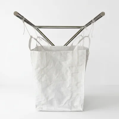 Single Trip UV Stabilized Tubular Half Cross Loops Stackable Flat Base Ton Jumbo Bag for Limestone Aggregate Transport
