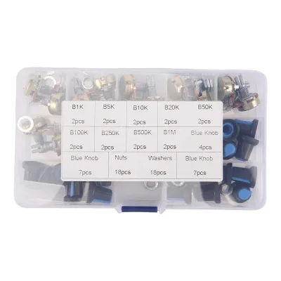 AIZESION 18PCS WH148 Single B1K/20K/50K/100/500K 1M Power Amplifier Volume Rotary Potentiometer Switch 30x30x10mm