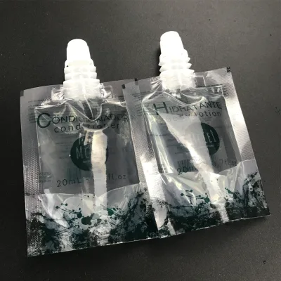 30ml Food Safe Wholesale Custom Private Label Stand up Soft Transparent clear Liquid Plastic Spout Pouch for Shampoo Lotion