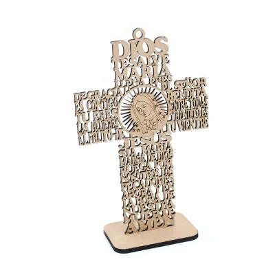Wooden Cross with Spanish Prayer Inscription Religious Decorations for Home Church Table Ornament Christian Gift for Devotees