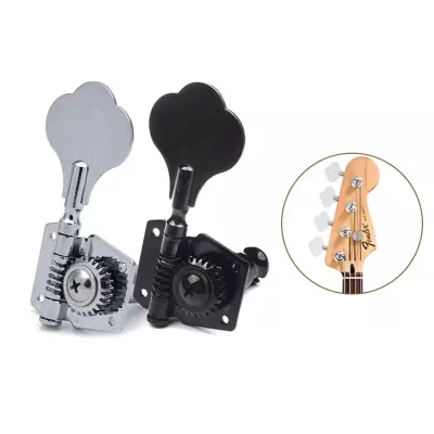 4 String Open Gear Electric Bass Machine Heads Keys Tuners Set Bass Guitar Tuning Pegs Chrome Black Tuner Machine Heads