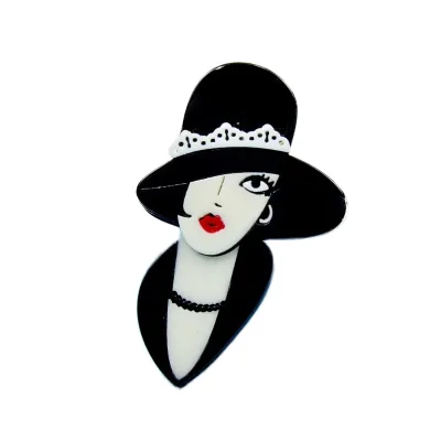 Elegant Gold Plated Acrylic Portrait Brooch with Plating Fashion Accessory