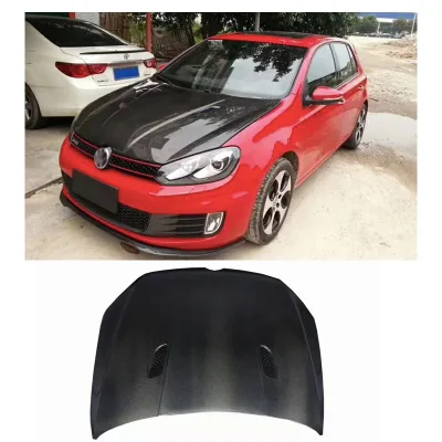 High Quality Real Carbon Fiber GTi Style Hood for 2008-2013 for Volkswagen GOLF MK6 GTI R Exterior Accessories