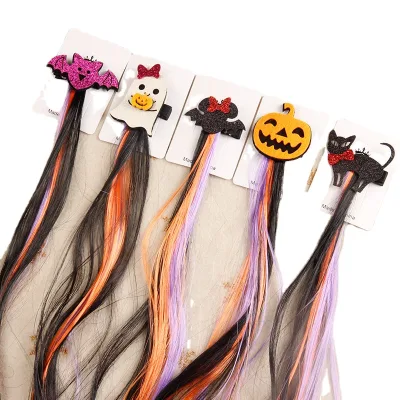 Hair Accessories Bow Hairpin for Kids Halloween Present Halloween Decoration Wig Hair Clips Women Colored Hair Extensions