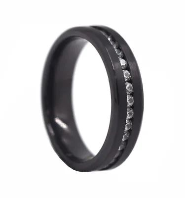 LR118  wholesale black zirconium ring full eternity wedding band for women