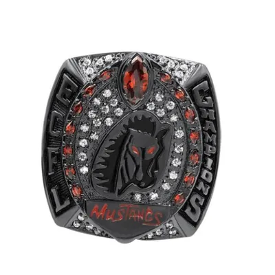 Hot Sell Black Finished Custom Football Championship Ring for Man