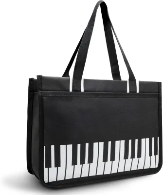 Customized Piano Key & Music Note Tote Bag, Oxford Music Theme Shoulder Handbag, Reusable Multipurpose Shopping Bag