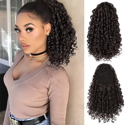 Short Wave Braided Ponytail Spiral Curled Drawstring Style Curly Hair Ponytail Natural Simulation Fluffy Elastic Mesh Ponytail
