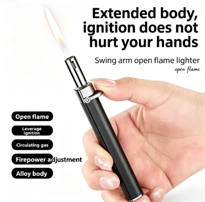 New High-Appearance Rocker-Style Open-Flame Long Strip Lever-Actuated Lighting Incense Creative Metal Refillable Butane
