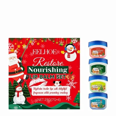Hot Selling Christmas Daily Moisturizing Glossy Soft Lip Skin Moisturizing Non-Sticky Christmas Moisturizing Lip Balm Set