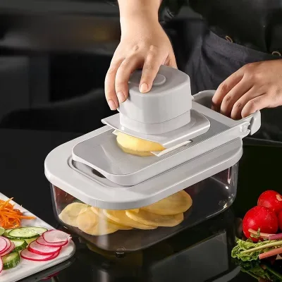 All-in-One Eco-Friendly Stainless Steel Manual Vegetable Dicer Slicer Container Kitchen Accessory Easy Clean Portable Dicing