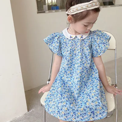 Girls Dress 2025 Spring Summer Flower Printed Baby Girls T-Shirt Dress