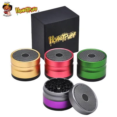 Hot Selling 63mm Aluminum 4-Layer Grinder Aviation Aluminum Herb Grinder with Bluetooth Speaker Shape Tobacco Crusher