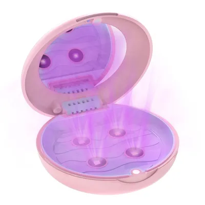 Travel UVC Sterilization Case Waterproof Soaking Portable Orthodontic Retainer Case with UVC Mirror