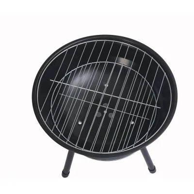 Small Apple Shape Charcoal BBQ Grill with Red Dome Lid Three Leg Stand Air Vent and Ash Plate