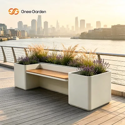 Garden Flower Benches Chair Used Outdoor Bench with Planter Box for Shopping Mall Leisure Chair