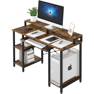 Particle Board Home Office Desk PC Laptop Executive Gaming Table With Open Shelves