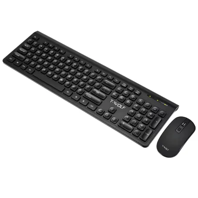 Hot Sale Office Classical Black Wireless Keyboard and Mouse 104 Keys Ergonomic Multimedia Wireless 2.4GHz De Teclado Y Mouse