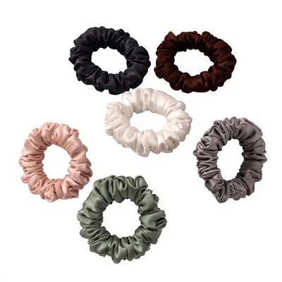 Handmade Solid Silk Hair Tie 30-Momme Heavyweight Mulberry Silk Rope Trendy High Elasticity Elegant Minimalist Headband Flower