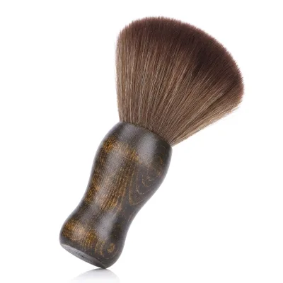 Barber Neck Duster Brush Soft Fiber Hair Cleaning Brush with Hand-Polished Beech Wood Handle for Salon Styling