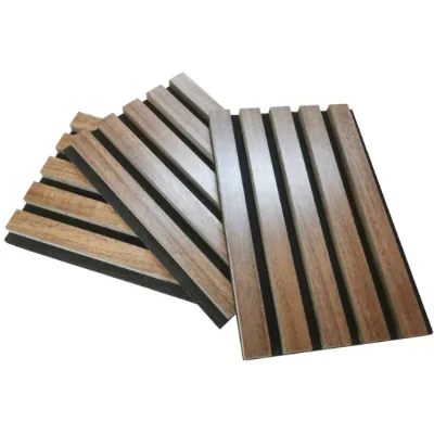 Custom Natural Oak Slat Wood Wall Panels Decorative Art Acoustic Panel Living Room Bedroom PET Fiber Wood Paneling Soundproof