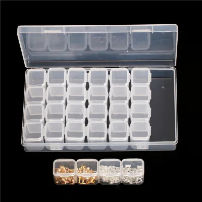 28 Grids Transparent Jewelry Storage Box Nail Tool Nail Storage Box