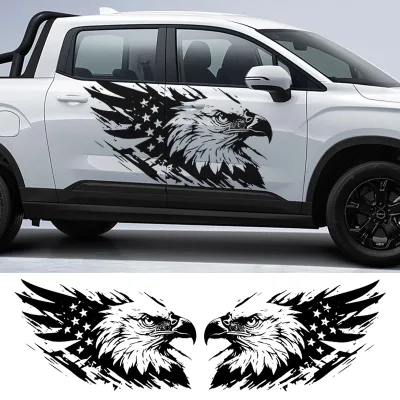 2pcs Large Pickup Truck Waterproof Eco-friendly Scratch-Resistant PVC Self-Adhesive High Quality Eagle Design Pattern Car Side