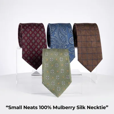 100% Mulberry Silk Jacquard Woven Eco-Friendly Handmade Double-brushed Interlining Geometric Pattern Small Neat Luxury Tie