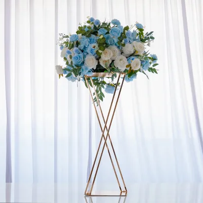 Wedding Flower Stand Golden Iron Desktop Flower Decoration Wedding Stage Sign in Area Road Guide Decoration Stand