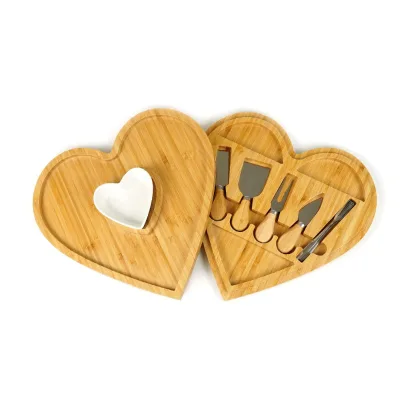 Bamboo Cheese Board with Cutlery Set Wood Charcuterie Platter and Serving Meat Board Large Charcuterie Boards Set & Cheese