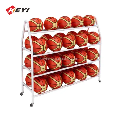 Customized Sports Equipment Display Rack Cart for Basketball and Soccer Balls, Metal Sports Display Stand