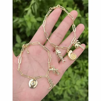 CH-CKT0644 Plated links chain bracelet,Summer styles charms bracelet,Good quality copper jewelry wholesale