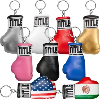 Custom High Quality Multi-Color Digital Printing PVC Mini Twins Boxing Gloves Key Chain Ring Car Hanging with Metal Ring