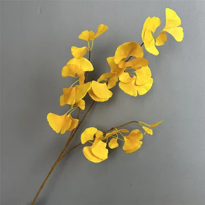 Autumn Scenery Decor Artificial Ginkgo Leaves Yellow Orange Fall Leaf Branch for Home Events Floral Arrangement