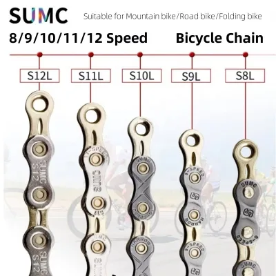 SUMC Bicycle Chain Gold Rainbow Bike Chain X8 X9 X10 X11 X12 Super Light for 8 9 10 11 12Speed MTB/Road Bicycle 116L Hollow