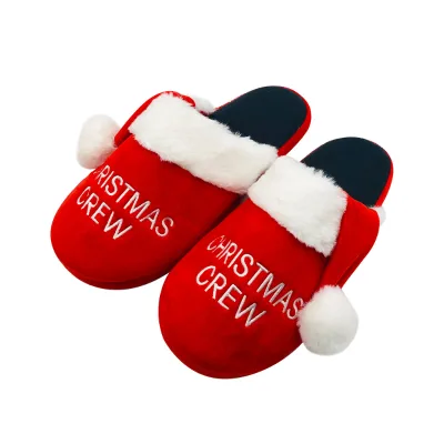 Custom Winter Soft Cozy Bedroom Slippers for Adult Fuzzy Anti Slip House Gifts Slippers Cute Christmas Elf Slippers