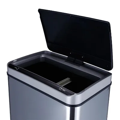 Stainless Steel Sensor Trash Can Metal Rectangular Induction Waste Bin Automatic Touchless Kitchen Office Large Garbage Can