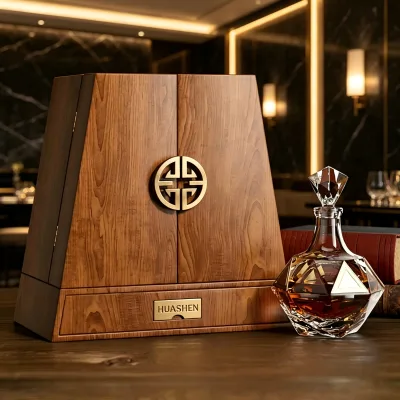 Custom High-End Wooden Double-Door Wine Boxes, Creative Single-Bottle Wine Storage & Display Cases, Premium Wooden Wine Boxes