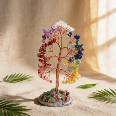 Wholesale Polished Natural Crystal Handicrafts 7 Chakaras Crystal Trees Amethyst Citrine Money Trees for Desktop
