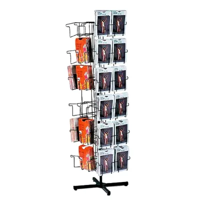 Cheap Price Black Acrylic 48 Pocket Rotating Greeting Card Display Stand Racks