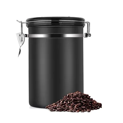 Airtight Stainless Steel Coffee Storage Vacuum Kitchen Food Storage Canisters with Spoon