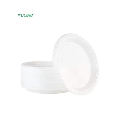 Sushi Tray Round Food Plastic White Ps Buffet Meals Plates Platos Desechables Disposable Plates for Wedding