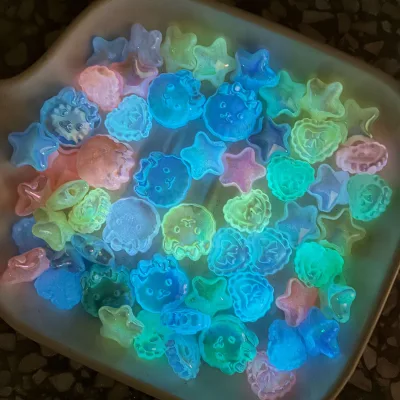 Acrylic Electroplated Special-shaped Double-color Luminous  Necklace DIY Beads, Mobile Phone Chain Pendant Material Accessory