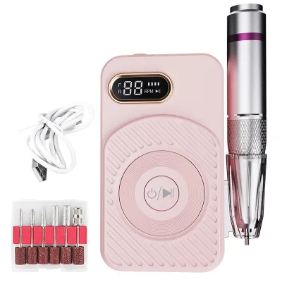 Hot Sale 45000RPM Rechargeable Cordless Nail Drill Machine LCD Display Low Noise Adjustable Speed OEM Wholesale Custom Logo