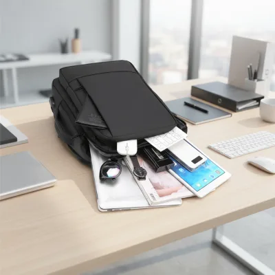 Unisex Expandable Business Backpack-Waterproof Lightweight Durable Laptop Bag USB Port Large Capacity Air Cushion Belt for Men