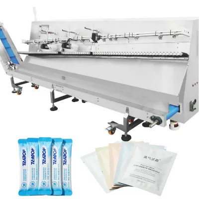 Pouch Arranging Machine for Cosmetic Mask Sachets Sample Pouches Direction Orienter Surface Turner Sorting and Packing Line