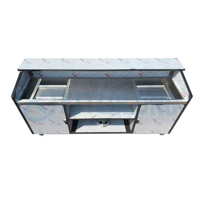 Movable Universal Stainless Steel Black Cocktail Bar Station with Sink & Drain Board Heavy Duty Cocktail Station