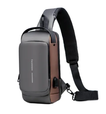 New Men's Bags 615 Fashion USB Data Cable Interface Password Lock Zipper Shoulder Bags Oxford Cloth Casual Men's Chest Bag