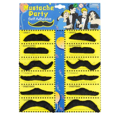 12Pcs Black Mustache Assortment Halloween Decor Novelty Mustache Fancy Beard Costume Decorations Self Adhesive Party Accessories