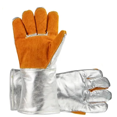 500-degree High-temperature Gloves, Fireproof, Heat-resistant and Heat-resistant Iron-making Aluminum Foil Five-finger Gloves